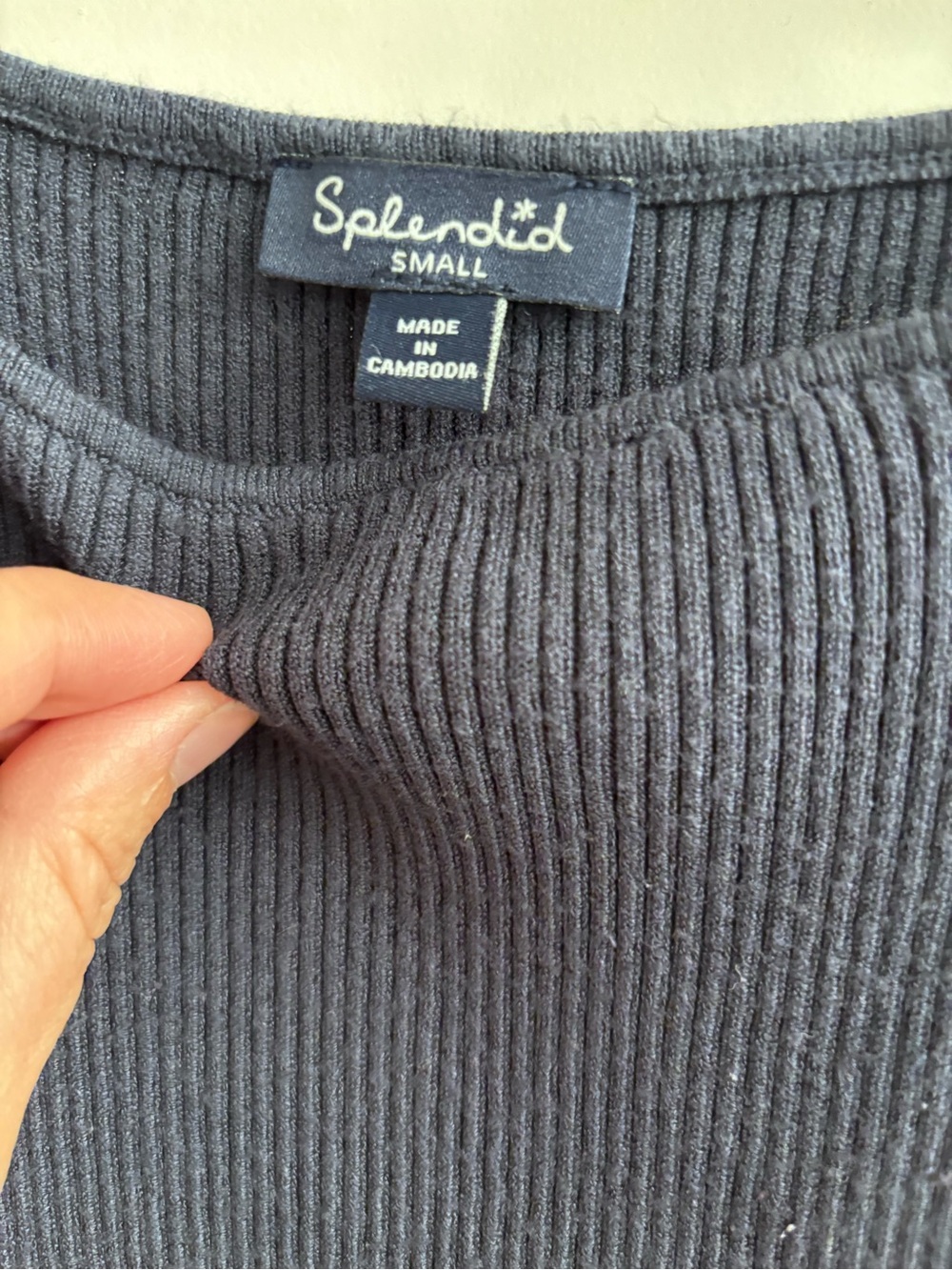 Splendid Navy Rib Knit Tank-Small - Picture 3 of 3